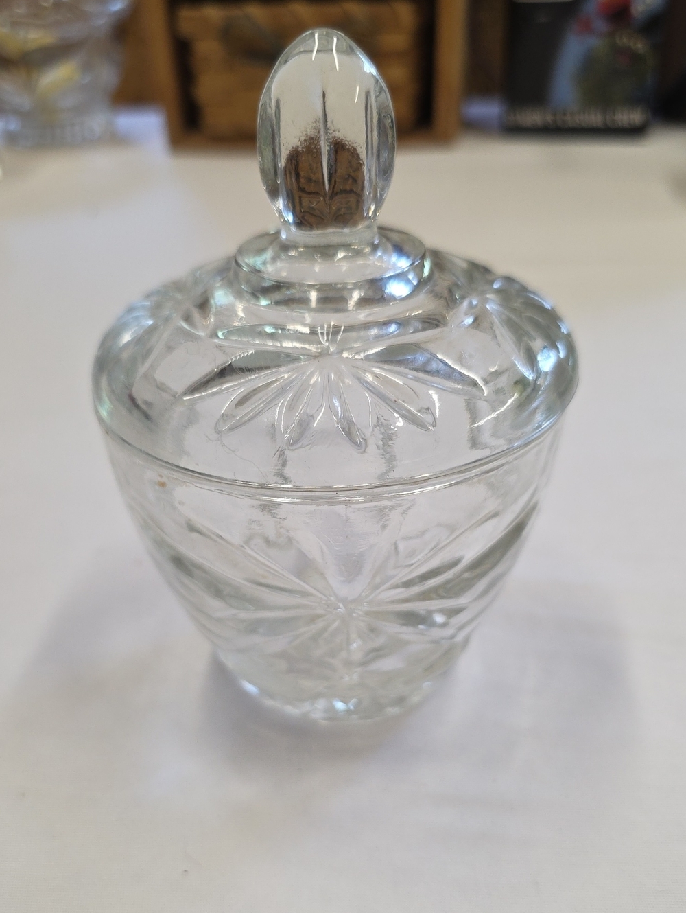 Vintage Anchor Hocking "Prescut Clear" Or "Star Of David"  Sugar Bowl